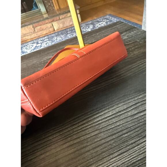 Vintage Coach Orange Red Genuine Leather Convertible Wristlet - Picture 6 of 8